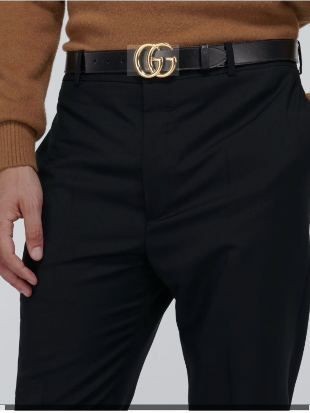 Gucci Men Marmont Leather Belt With Shiny Buckle, Black Size 80CM 100% Authentic